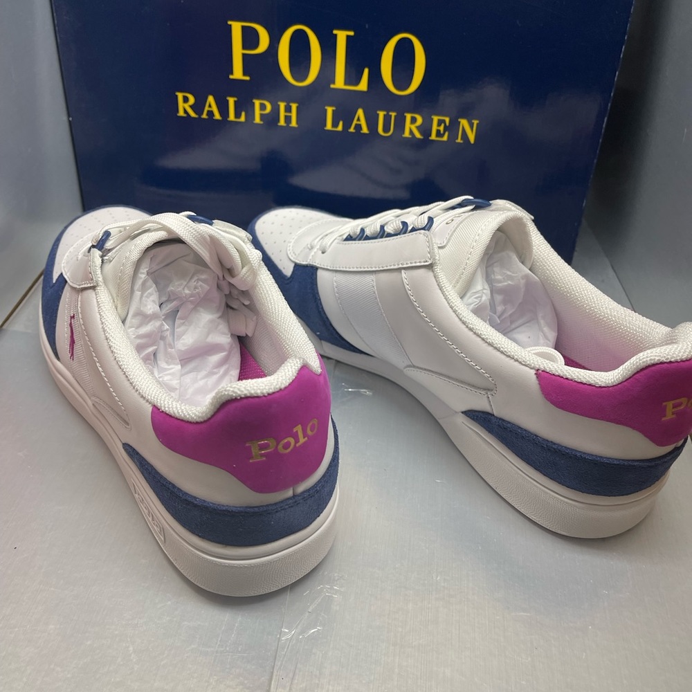 BNWT Polo Ralph Lauren Polo Court Low-Top Sneaker Blue/Pink size 10.5 - Picture 13 of 13